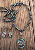 Boho Necklace, Jewelry Set, RH Crystal Black White Glass